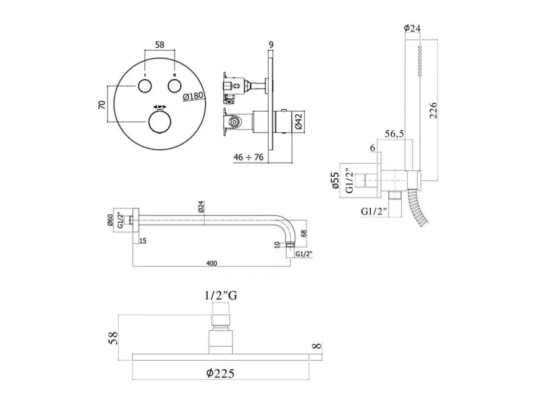 Душевой набор Paffoni Compact-T Tondo Steel, нержавеющая сталь (Kit Compact-T Tondo Steel) Фото - 2